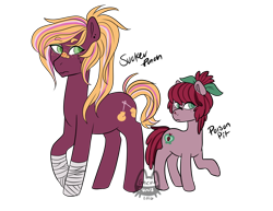 Size: 1100x850 | Tagged: safe, artist:itsjustquince, oc, oc only, oc:poison pit, oc:sucker punch, earth pony, pony, brothers, colt, duo, leg wraps, male, offspring, parent:big macintosh, parent:cheerilee, parents:cheerimac, siblings, simple background, stallion, transparent background
