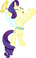 Size: 1600x2607 | Tagged: safe, artist:lahirien, rarity, angel, pony, unicorn, g4, the saddle row review, .ai available, angel rarity, angelic wings, conscience, cute, eyes closed, female, flying, good end, halo, happy, haylo, high res, internal monologue, mare, open mouth, raribetes, shoulder angel, simple background, smiling, solo, transparent background, vector, wings