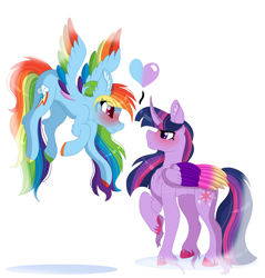 Size: 6500x6800 | Tagged: safe, artist:unknownartist20, rainbow dash, twilight sparkle, alicorn, pony, g4, absurd resolution, colored wings, female, lesbian, multicolored hooves, multicolored wings, ship:twidash, shipping, simple background, twilight sparkle (alicorn), unshorn fetlocks, white background, wings