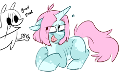 Size: 1158x713 | Tagged: safe, artist:redxbacon, oc, oc only, oc:red stroke, oc:scoops, pony, unicorn, simple background, tongue out, white background