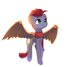 Size: 1050x988 | Tagged: safe, artist:freeedon, oc, oc only, oc:tan-dreamstiller, pegasus, pony, artificial wings, augmented, clothes, male, scarf, simple background, solo, stallion, transparent background, wings