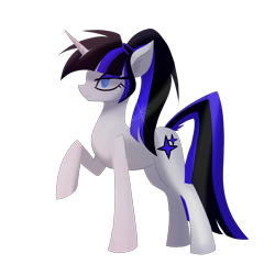 Size: 2480x2480 | Tagged: artist needed, safe, oc, oc only, oc:coldlight bluestar, pony, unicorn, alternate hairstyle, cutie mark, female, high res, mare, serious, simple background, solo, transparent background
