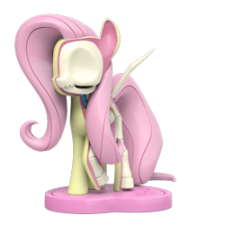 Size: 1000x1000 | Tagged: safe, part of a set, fluttershy, pegasus, pony, freeny's hidden dissectibles, g4, 3d render, bone, dissectibles, female, merchandise, organs, simple background, skeleton, solo, transparent background