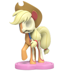 Size: 1000x1000 | Tagged: safe, part of a set, applejack, earth pony, pony, freeny's hidden dissectibles, g4, 3d render, bone, dissectibles, female, merchandise, raised hoof, simple background, skeleton, solo, transparent background