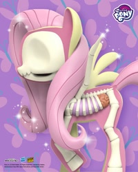 Size: 1638x2048 | Tagged: safe, part of a set, fluttershy, pegasus, pony, freeny's hidden dissectibles, g4, official, 3d render, bone, dissectibles, female, merchandise, my little pony logo, organs, poster, skeleton, solo