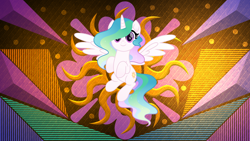 Size: 3840x2160 | Tagged: safe, artist:inaactive, artist:laszlvfx, edit, princess celestia, pony, g4, abstract background, cute, cutelestia, female, high res, show accurate, solo, wallpaper, wallpaper edit