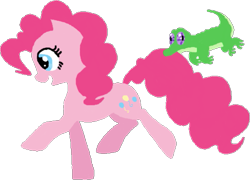 Size: 523x377 | Tagged: safe, artist:dragon-flash, gummy, pinkie pie, alligator, earth pony, pony, g4, biting, duo, female, lineless, mare, running, simple background, tail bite, transparent background