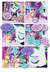 Size: 868x1230 | Tagged: safe, artist:dziadek1990, edit, edited screencap, screencap, applejack, fluttershy, rainbow dash, rarity, starlight glimmer, twilight sparkle, g4, it isn't the mane thing about you, alternate hairstyle, comic, confused, conversation, dialogue, female, goth, hypnosis, mistaken identity, punk, raripunk, requested art, screencap comic, slice of life, text, tomboy