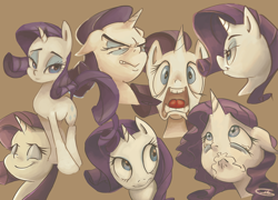 Size: 1200x864 | Tagged: safe, artist:typicalgib, rarity, pony, unicorn, g4, about to cry, angry, commonity, faic, female, mare, multeity, smiling, startled, wavy mouth, yelling