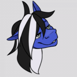 Size: 500x500 | Tagged: safe, artist:gori, artist:orionisanimation, oc, oc:buffonsmash, pegasus, pony, animated, animator:orionisanimation, art, black and white, blinking, blue, blue oc, bust, colored, commission, cute, digital art, ears up, eye, eye color, eyes, grayscale, green eyes, hair, long hair, long mane, looking at you, looking back, looking up, male, male oc, mane, monochrome, nose, open mouth, pegasus oc, portrait, sexy, shading, smiling, snout, solo, stallion, teaser, teasing, test