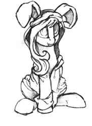 Size: 1021x1403 | Tagged: safe, artist:intfighter, oc, oc only, earth pony, pony, animal costume, bunny costume, clothes, costume, earth pony oc, lineart, monochrome, solo, traditional art