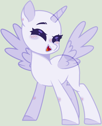 Size: 902x1112 | Tagged: safe, artist:nocturnal-moonlight, oc, oc only, alicorn, pony, alicorn oc, base, blushing, colored hooves, eyes closed, horn, open mouth, simple background, smiling, solo, wings