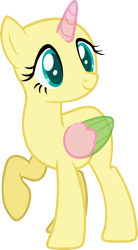 Size: 976x1766 | Tagged: safe, artist:pegasski, fluttershy, oc, oc only, alicorn, pony, fluttershy leans in, g4, alicorn oc, bald, base, eyelashes, female, horn, looking back, mare, raised hoof, simple background, smiling, solo, transparent background, two toned wings, wings