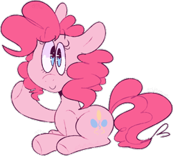 Size: 704x634 | Tagged: safe, artist:thatpurplewolf, pinkie pie, earth pony, pony, g4, cute, diapinkes, female, looking at you, mare, outline, prone, raised hoof, simple background, smiling, solo, three quarter view, transparent background, white outline