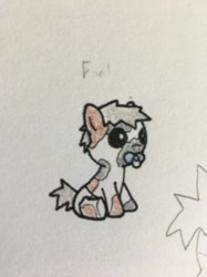 Size: 392x523 | Tagged: safe, artist:carty, oc, oc only, oc:carty, earth pony, pony, foal, pacifier, solo, traditional art