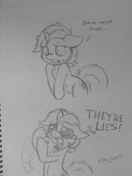 Size: 1936x2592 | Tagged: safe, artist:skoon, lyra heartstrings, pony, unicorn, g4, black and white, family guy, female, grayscale, male, monochrome, sketch, solo, standing, traditional art