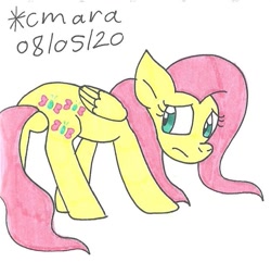 Size: 794x767 | Tagged: safe, artist:cmara, fluttershy, pegasus, pony, g4, female, mare, sad, simple background, solo, traditional art, white background