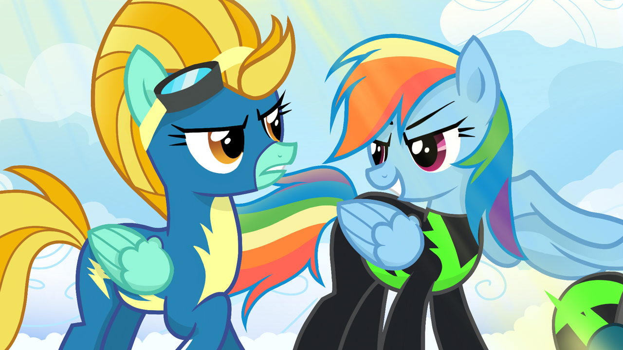 1258201 - safe, artist:gutovi, lightning dust, rainbow dash, pegasus, pony,  g4, clothes, competition, crossover, duo, flight suit, goggles, golden  snitch, gryffindor, harry potter (series), quidditch, signature, slytherin  - Derpibooru