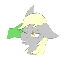 Size: 1800x1800 | Tagged: safe, artist:sufficient, derpy hooves, oc, oc:anon, g4, colored, ear scratch, eyebrows, flat colors, hand, petting, simple background, white background