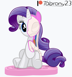 Size: 1136x1218 | Tagged: safe, artist:tabrony23, rarity, pony, unicorn, freeny's hidden dissectibles, g4, bone, dissectibles, fanart, female, patreon, patreon logo, show accurate, simple background, skeleton, solo, toy interpretation, white background