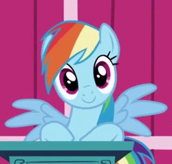 Size: 480x456 | Tagged: safe, screencap, rainbow dash, pegasus, pony, applebuck season, g4, cropped, cute, dashabetes, female, looking at you, smiling, solo, spread wings, wings
