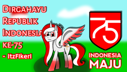 Size: 2560x1440 | Tagged: safe, artist:itzf1ker1, oc, oc only, oc:indonisty, alicorn, pony, indonesia, nation ponies, solo