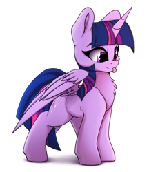Size: 1700x1966 | Tagged: safe, artist:hitbass, twilight sparkle, alicorn, insect, ladybug, pony, g4, :p, chest fluff, cute, female, insect on nose, mare, simple background, solo, spread wings, tongue out, twiabetes, twilight sparkle (alicorn), white background, wings