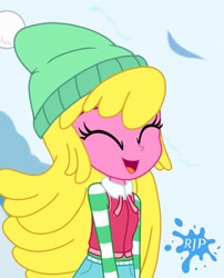 Size: 850x1050 | Tagged: safe, artist:rjp.rammy, cherry berry, equestria girls, g4, clothes, female, solo, winter cap