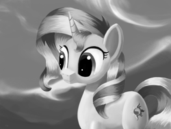 Size: 4000x3000 | Tagged: safe, artist:flusanix, sunset shimmer, pony, unicorn, g4, female, grayscale, mare, monochrome, solo