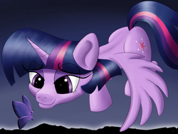 Size: 4000x3000 | Tagged: safe, artist:flusanix, twilight sparkle, alicorn, butterfly, pony, g4, female, looking at something, mare, solo, twilight sparkle (alicorn)