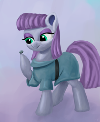 Size: 2462x3000 | Tagged: safe, artist:flusanix, boulder (g4), maud pie, earth pony, pony, g4, clothes, cute, female, high res, looking at someone, mare, maudabetes, smiling, solo focus, when she smiles