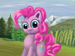 Size: 4000x3000 | Tagged: safe, artist:flusanix, pinkie pie, earth pony, pony, g4, big eyes, female, mare, scenery, solo