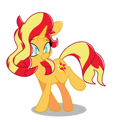 Size: 2500x2692 | Tagged: safe, artist:kindakismet, sunset shimmer, pony, unicorn, g4, cute, female, high res, mare, no pupils, shimmerbetes, simple background, solo, white background