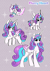 Size: 636x900 | Tagged: safe, artist:snow angel, princess flurry heart, alicorn, pony, g4, age progression, baby, baby pony, chest fluff, cute, ear fluff, eyes closed, female, filly, flurry of flurry, flurrybetes, mare, multeity, older, older flurry heart, open mouth, solo, teenager