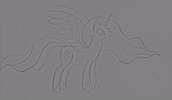 Size: 4232x2472 | Tagged: safe, artist:mfg637, derpibooru exclusive, princess celestia, pony, g4, female, simple background, sketch, solo, traditional art