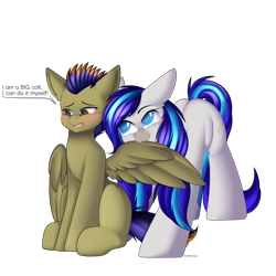 Size: 3000x3000 | Tagged: safe, artist:xcinnamon-twistx, oc, oc only, oc:hooklined, oc:seafire, earth pony, pegasus, pony, blushing, commission, cute, grooming, high res, preening, simple background, transparent background