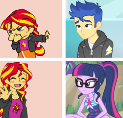 Size: 1062x1015 | Tagged: artist needed, safe, edit, screencap, flash sentry, sci-twi, sunset shimmer, twilight sparkle, equestria girls, g4, drake, female, hotline bling, lesbian, male, meme, ship:flashlight, ship:sci-twishimmer, ship:sunsetsparkle, shipping, simple background, straight