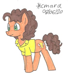 Size: 827x910 | Tagged: safe, artist:cmara, cheese sandwich, earth pony, pony, g4, clothes, male, shirt, simple background, solo, stallion, traditional art, white background