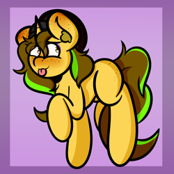 Size: 5000x5000 | Tagged: safe, artist:theawkwarddork, oc, oc only, oc:awkward dork, pony, unicorn, :p, beanie, blushing, ear fluff, eyeshadow, femboy, freckles, hat, heart eyes, makeup, male, simple background, solo, tongue out, wingding eyes