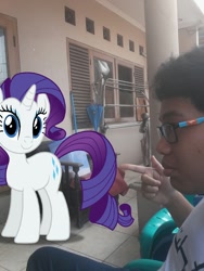 Size: 1200x1600 | Tagged: safe, artist:rarityvrymercollectiveoriginals, artist:rarityvrymerzhmusic, rarity, pony, g4, 1000 years in photoshop, female, graphic design is my passion, indonesia, irl, male, male zaidan habibie, photo, ponies in real life, wat, zaidan habibie