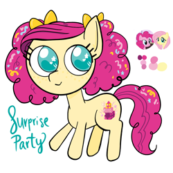 Size: 1080x1080 | Tagged: safe, artist:mlpsunnydaze, fluttershy, pinkie pie, oc, oc only, oc:surprise party, earth pony, pony, g4, female, lesbian, magical lesbian spawn, offspring, parent:fluttershy, parent:pinkie pie, parents:flutterpie, ship:flutterpie, shipping, solo