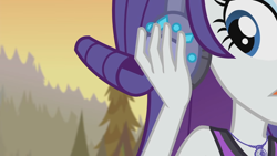 Size: 1920x1080 | Tagged: safe, screencap, rarity, equestria girls, g4, lost and found, my little pony equestria girls: better together, bikini, bikini top, clothes, female, geode of shielding, headphones, jewelry, magical geodes, necklace, solo, swimsuit