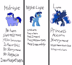 Size: 4756x4298 | Tagged: safe, artist:midnight_mare, night light, princess luna, oc, oc:midnight mare, g4, educational, know the difference, squatpony