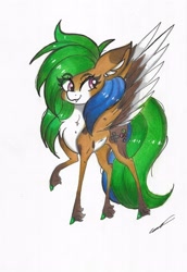 Size: 2229x3237 | Tagged: safe, artist:luxiwind, oc, oc only, oc:lixy wind, pegasus, pony, female, high res, mare, rule 63, rule63betes, simple background, solo, traditional art, white background