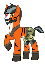 Size: 1052x1488 | Tagged: safe, artist:warszak, oc, oc only, oc:el jefe, big cat, tiger, .svg available, commando, male, simple background, solo, stallion, transparent background, vector