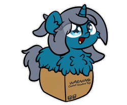 Size: 3250x2688 | Tagged: safe, artist:php142, part of a set, oc, oc only, oc:blue moon, pony, unicorn, box, female, filly, fluffy, high res, pony in a box, simple background, solo, transparent background
