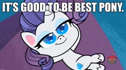 Size: 1669x931 | Tagged: safe, edit, edited screencap, screencap, rarity, pony, unicorn, a camping we will go, g4.5, my little pony: pony life, best pony, caption, female, image macro, lidded eyes, mare, text