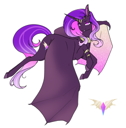 Size: 2444x2480 | Tagged: safe, artist:oneiria-fylakas, fluttershy, nightmare rarity, oc, oc only, alicorn, bat pony, bat pony alicorn, pony, g4, bat ponified, bat wings, flutterbat, fusion, high res, horn, race swap, simple background, solo, transparent background, wings