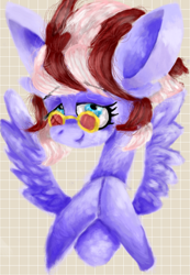 Size: 878x1272 | Tagged: safe, artist:twilightcomet, oc, oc only, oc:ruby perl, pegasus, pony, bust, eyelashes, female, glasses, mare, pegasus oc, smiling, solo, wings
