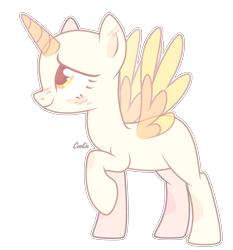 Size: 2092x2248 | Tagged: safe, artist:mint-light, oc, oc only, alicorn, pony, g4, alicorn oc, bald, base, eyelashes, female, high res, horn, looking up, mare, raised hoof, simple background, smiling, solo, transparent background, transparent horn, transparent wings, two toned wings, wings